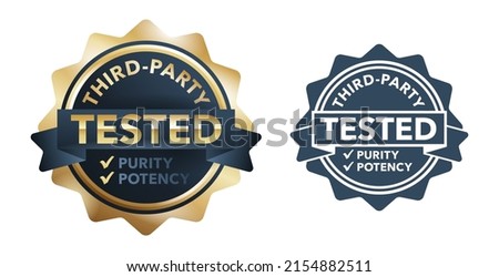 Third-party tested for purity and potency - labeling for safe products in golden seal style Royalty-Free Stock Photo #2154882511