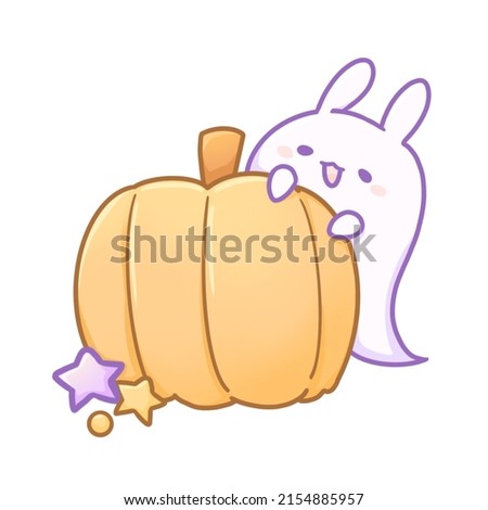 Bunny ghost with his pumpkin