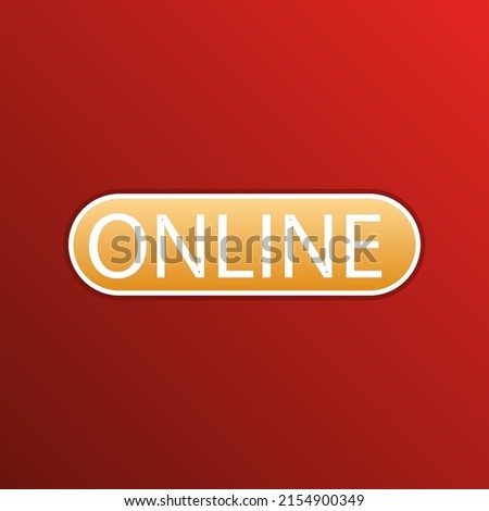 Online sign. Golden gradient Icon with contours on redish Background. Illustration.