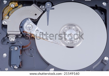 Hard drive internals closeup