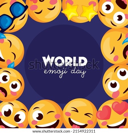 world emoji day lettering frame poster Royalty-Free Stock Photo #2154922311