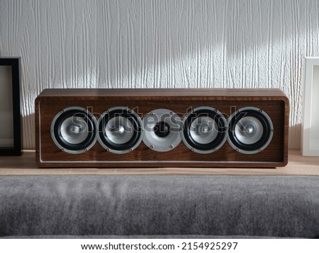 Center speaker retro style on the shelf Royalty-Free Stock Photo #2154925297