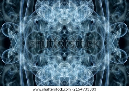 abstract graphics black blue fractal reflection symbol, design effect meditation background Royalty-Free Stock Photo #2154933383