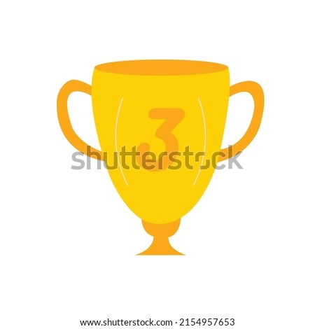Winner's trophy  vector is a symbol of victory in a sports event. Number three