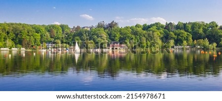 Panorama of the river Ruhr and lake Baldeney in Essen, Germany Royalty-Free Stock Photo #2154978671