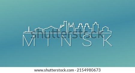 Minsk, Belarus Skyline Linear Design. Flat City Illustration Minimal Clip Art. Background Gradient Travel Vector Icon.