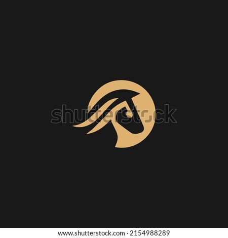 Abstract Horse with wings powerful  unicorn vector logo on gold background
