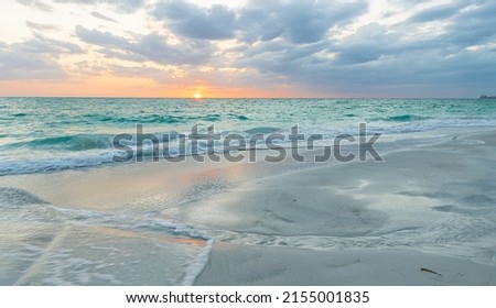 Reflection of Sunset on North Lido Key Beach, Sarasota, Florida, USA Royalty-Free Stock Photo #2155001835