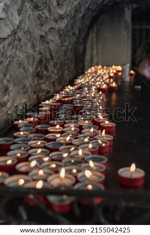 Candles lit in the church view