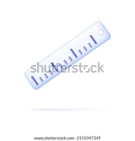 3D Ruler icon isolated on white background. Simple office supplies. Rule measure length scale. Can be used for many purposes. Trendy and modern vector in 3d style.