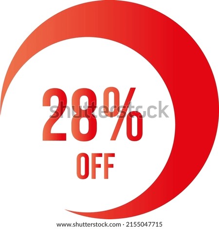 28 percent off with orange vector off circle format