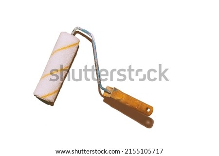 Work roller for painting various surfaces, isolated on white