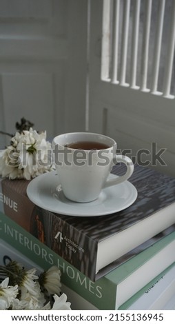 Tea time. Romantic moment when tea time while reading the book.