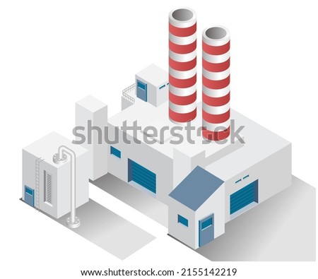 Isometric design concept illustration. factory building with chimney Royalty-Free Stock Photo #2155142219