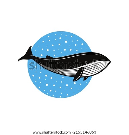 blue whale vector in the sea