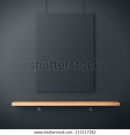 Black wall with shelf and black poster