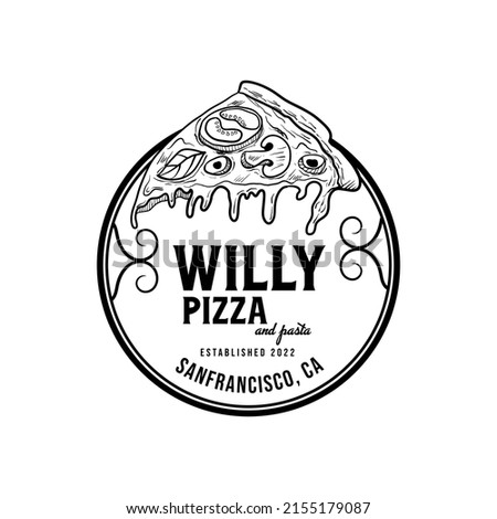 Vintage Retro Design Logo Label for Street Food Pizza