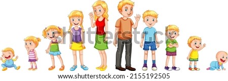 Children in different stages illustration