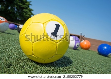 Soccer billiards - soccer ball with number 1