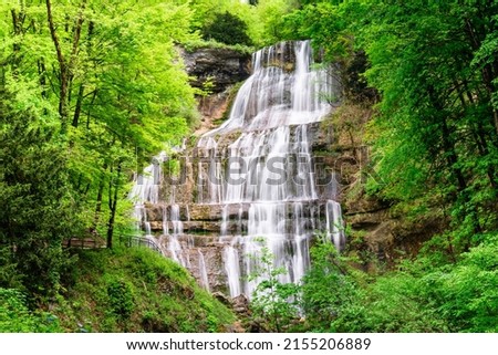 Beautiful view of Cascade du Herisson, France, Europe. Royalty-Free Stock Photo #2155206889