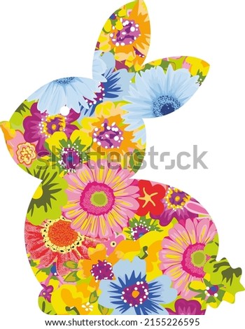 Rabbit made of colorful flowers

