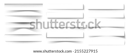Shadow divider. Realistic paper banner shadow effect, banner poster flyer and book cover transparent layout elements. Vector isolated set. Box shade borders or frames collection on white Royalty-Free Stock Photo #2155227915