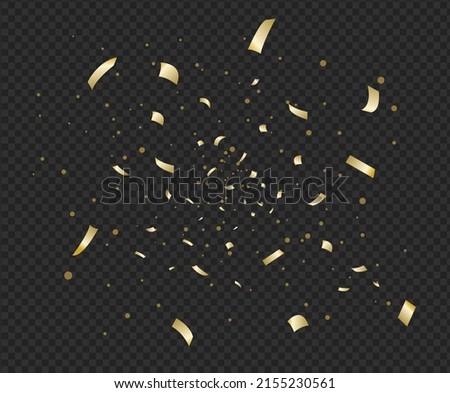 gold confetti and firecracker sauce for promotions and events illustration set. party, birthday background, confetti, festive, surprise. Vector drawing. Hand drawn style. Royalty-Free Stock Photo #2155230561