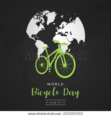 World Bicycle Day on March 3td with maps and bicycle silhouettes on isolated background vector