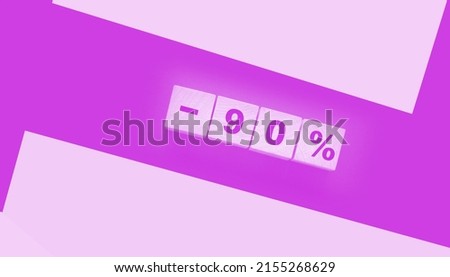 90 percent on wooden blocks on black background. Sale business concept
