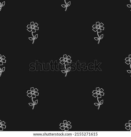 Seamless floral vector pattern. Doodle vector with floral ornament on black background. Vintage floral decor, sweet elements background for your project, menu, cafe shop