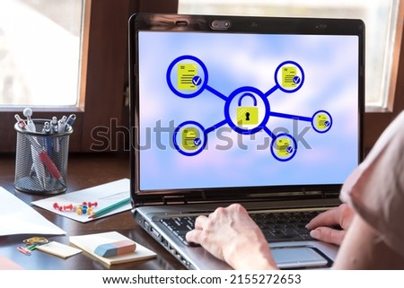 Laptop screen displaying a data protection concept