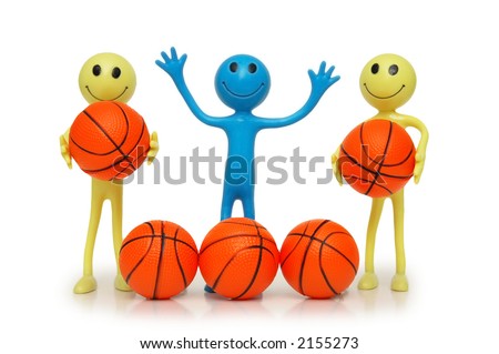 Smilies with basketballs isolated on white