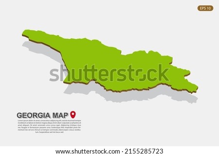 Georgia Map - World map International vector template with isometric style including shadow, green and brown color isolated on white background for design - Vector illustration eps 10