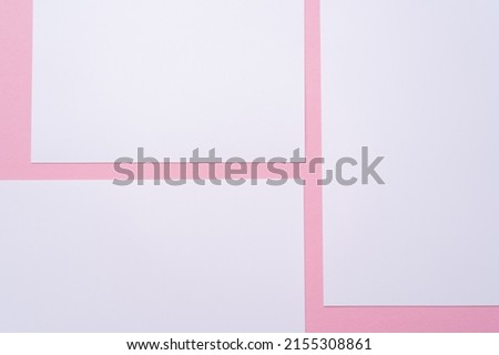 top view of blank empty papers on pink