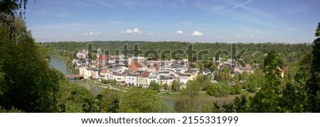 panoramic view of bavarian city Wasserburg am Inn Royalty-Free Stock Photo #2155331999