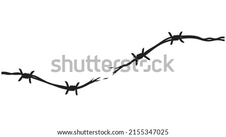 Tear barbed wire unsafe concept silhouette graphic background Royalty-Free Stock Photo #2155347025