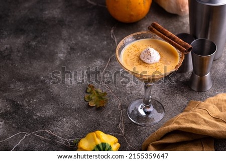 Creamy pumpkin martini cocktail or liquor