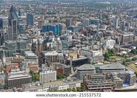 London rooftop view panorama with urban architectures.