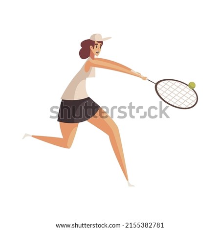 Summer sport composition with isolated doodle style human character of person doing sports on blank background vector illustration