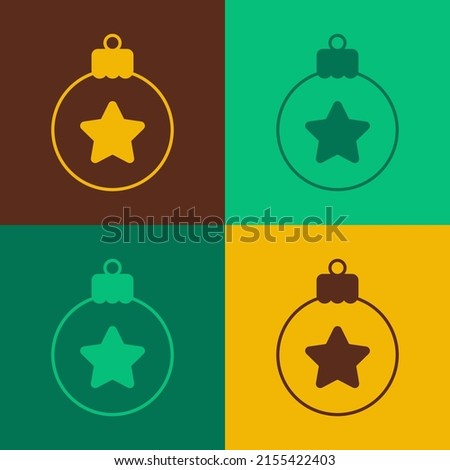 Pop art Christmas ball icon isolated on color background. Merry Christmas and Happy New Year.  Vector