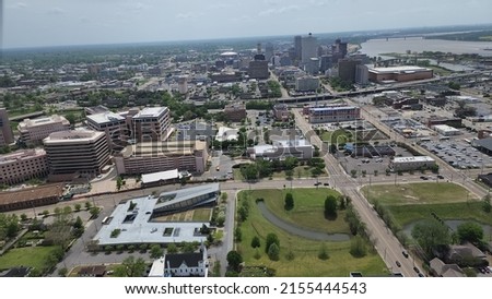 Memphis TN views of the city from a helicopter