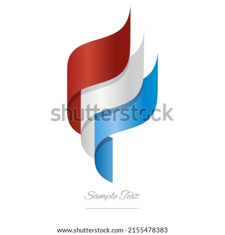 Luxembourg abstract 3D wavy flag red white blue modern ribbon torch flame strip logo icon vector