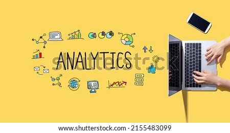 Analytics theme with person working with a laptop