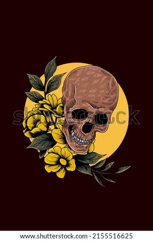 Skull with flowers vector illustration