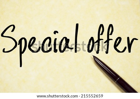 special offer text write on paper 
