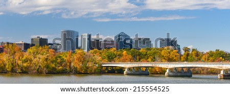 Washington DC - An Autumn view of Rosslyn through Potomac River