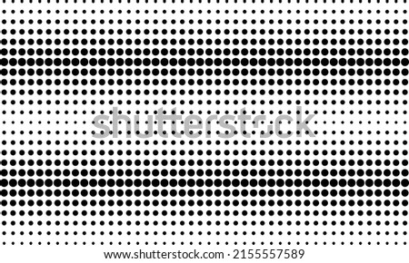 Black on white abstract halftone texture. Oversized dotted ornament. Contrast dotwork pattern. Monochrome halftone surface. Perforated retro abstraction. Polka dot texture card