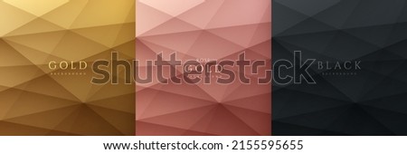 Set of gold, black and pink gold abstract background with dynamic gradient overlap stripes lines. Luxury and elegant concept. Modern and simple template banner collection design. EPS10 vector Royalty-Free Stock Photo #2155595655