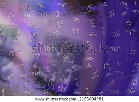Astrological purple background ,Zodiac signs
