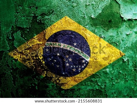 Brazilian flag on the old wall.